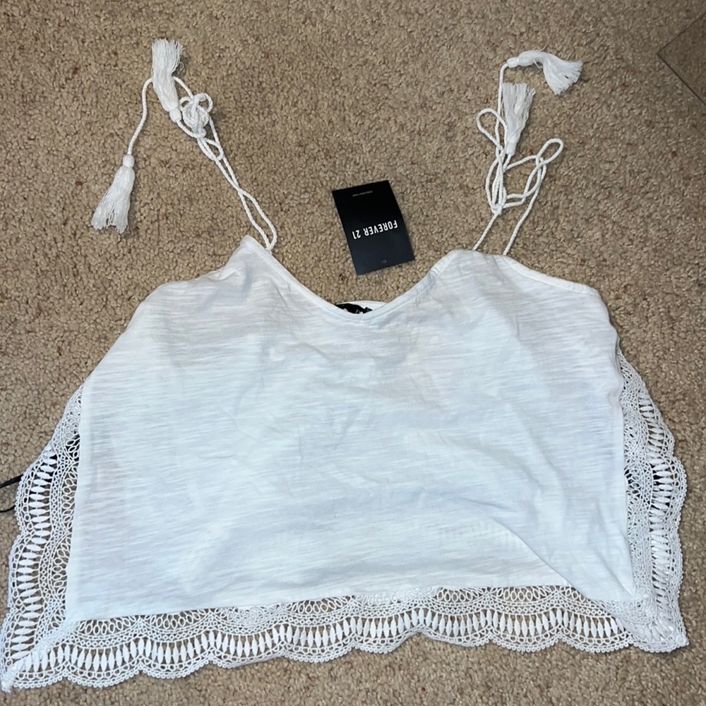Forever 21 white flowy tank top